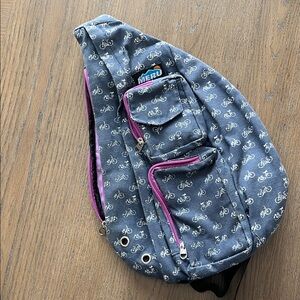 Meru‎ Blue Sling Crossbody Bag with Bicycle Print